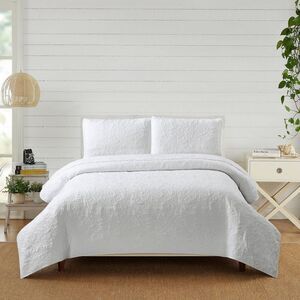 Modern Heirloom -  3pc Full/Queen Stitched Quilt Set  White